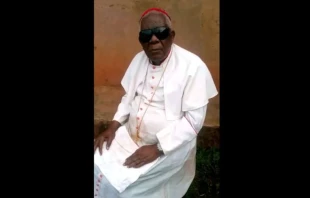 Screenshot from a video of Cardinal Christian Tumi taken while he was held captive overnight in Nov. 2020.